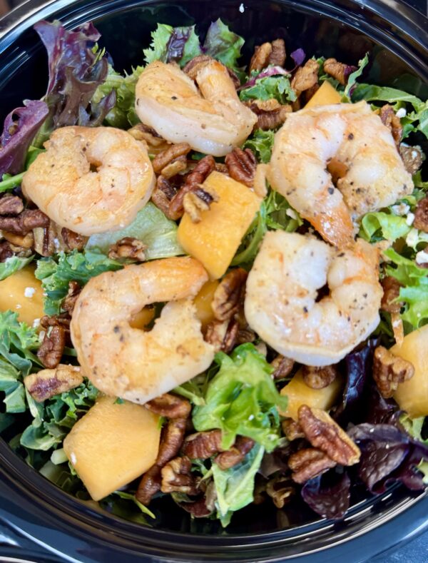 Summer Salad with Shrimp and Candied Pecans