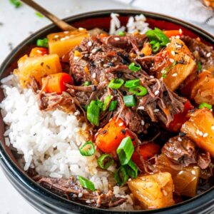 Hawaiian Shredded Beef with Peppers and Pineapple