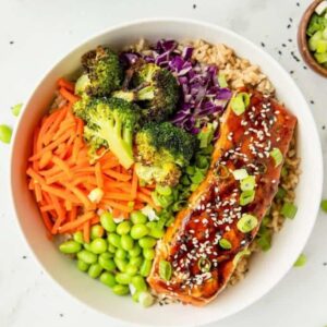 Teriyaki Salmon Bowl with Mixed Vegetables