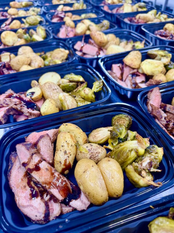 Steak with Potatoes and Balsamic Brussel Sprouts