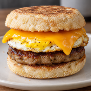 Sausage, Egg and Cheddar English Muffin